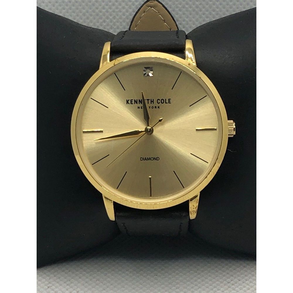 Kenneth Cole KC50738006 Women Black Leather Analog Dial Quartz Wrist Watch KS282